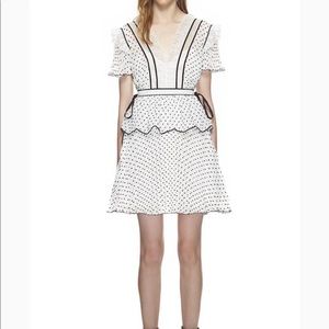 NWT Self Portrait Plumetis Frill Dress White